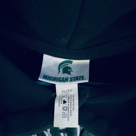 Michigan State University XL Hoodie Chenille Embroidery Green Sweatshirt MSU - Picture 5 of 10